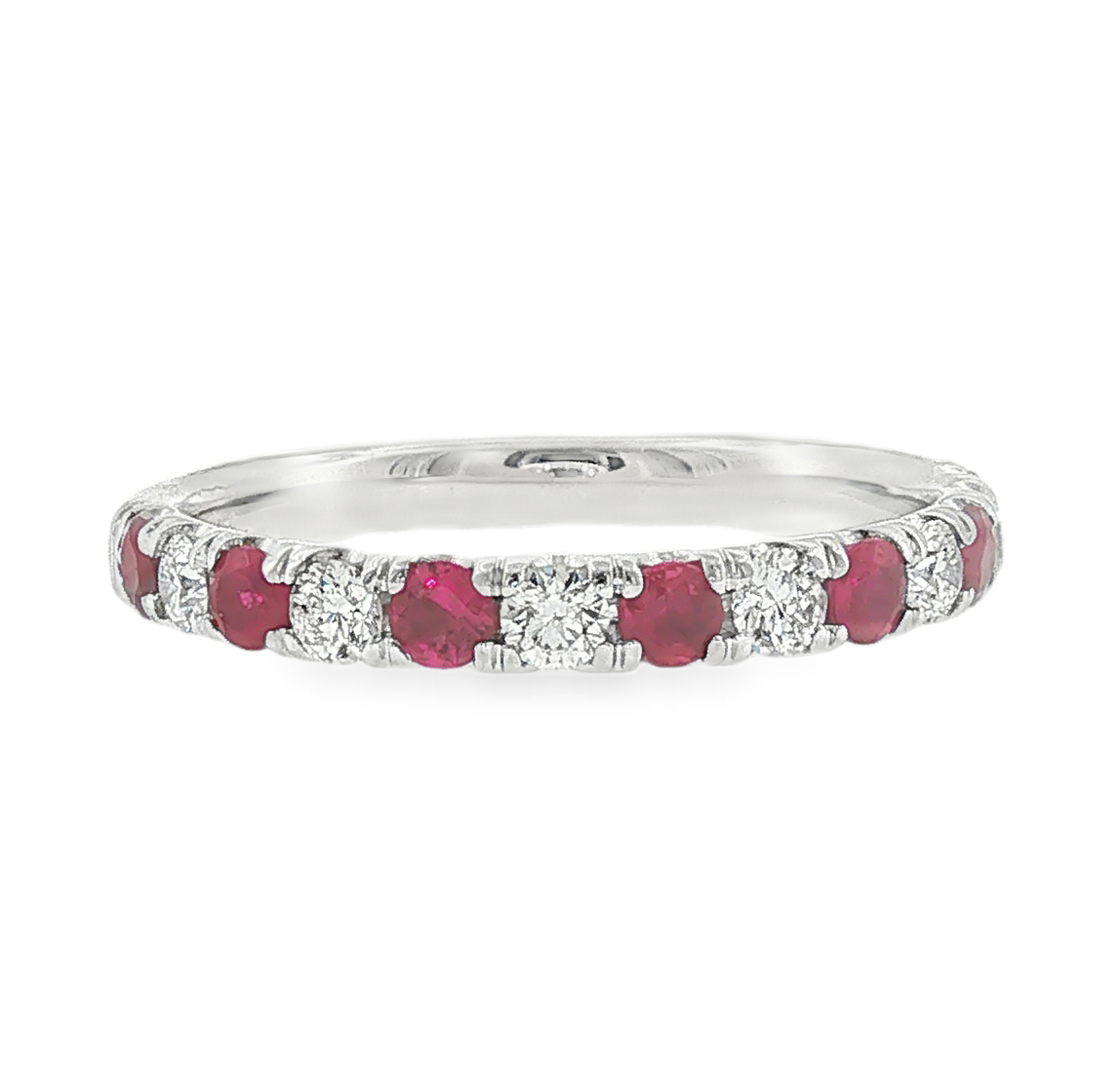 Ruby and Diamond Half Eternity Ring in 18K White Gold