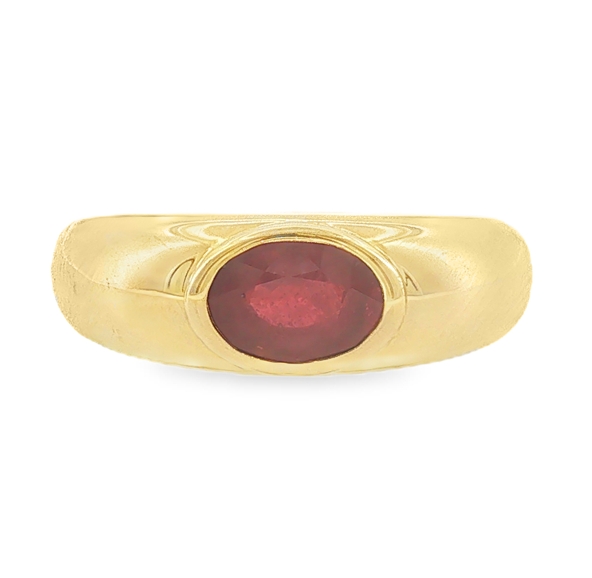 Oval Ruby Signet Ring in 18K Yellow Gold