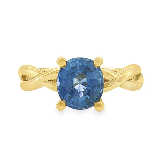 Chloe Μονόπετρο Δαχτυλίδι Αρραβώνων με Cornflower Blue Ζαφείρι από Κίτρινο Χρυσό Κ18