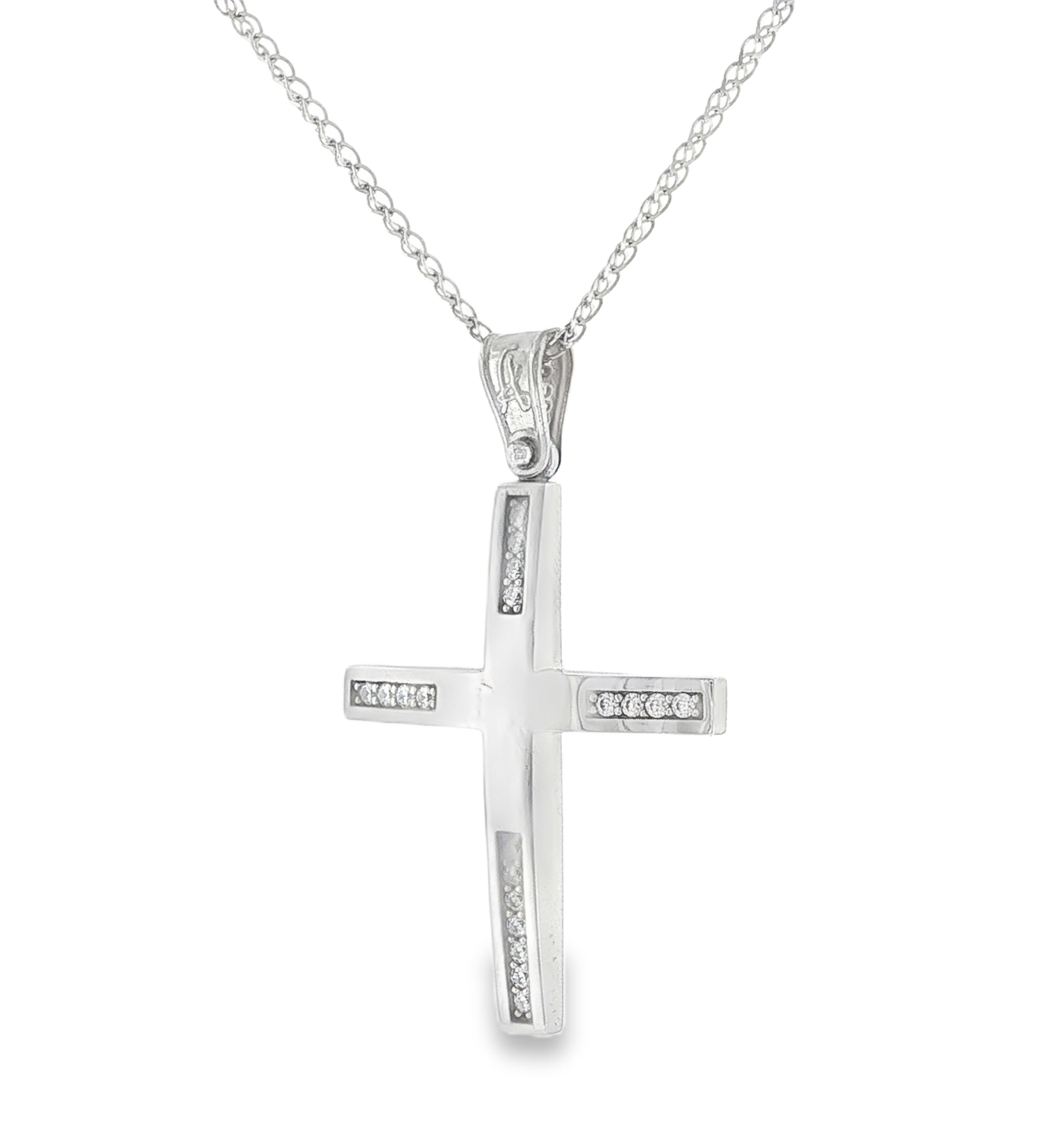 ST00882014_4 Channel-Set Diamond Cross Pendant in 14K White Gold