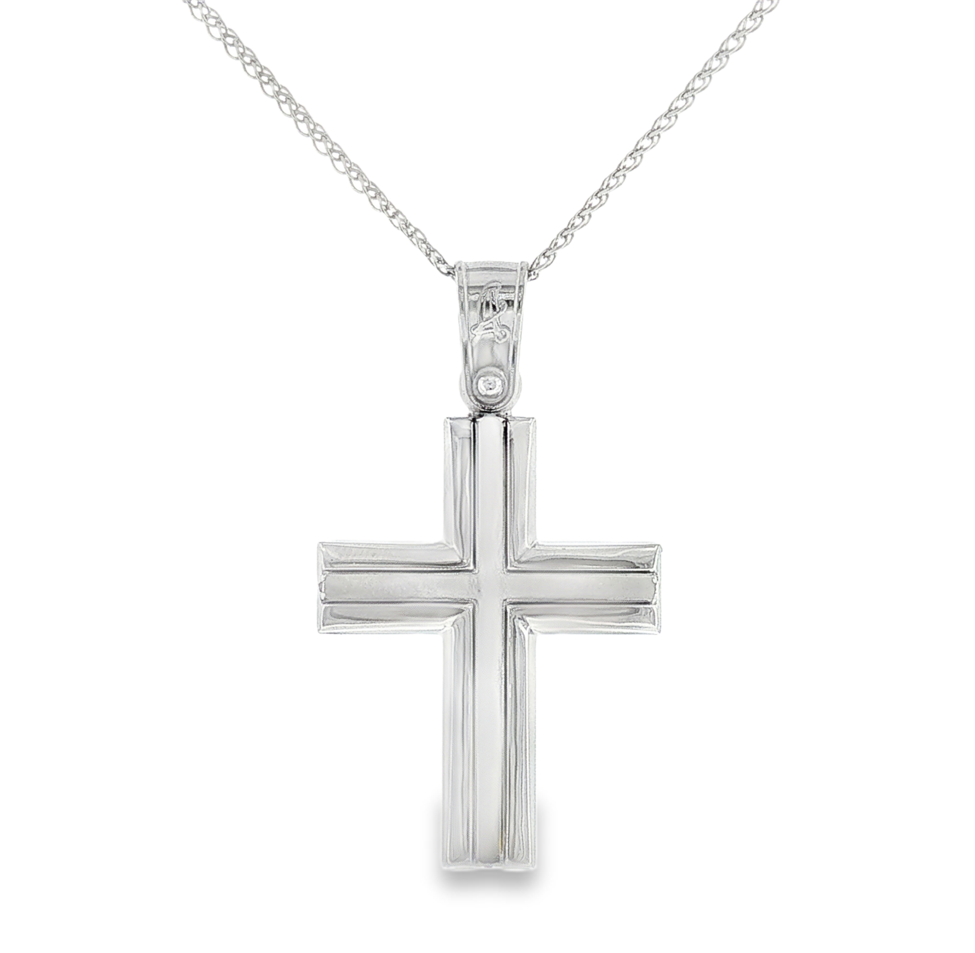 Polished Cross pendant in 14k white gold