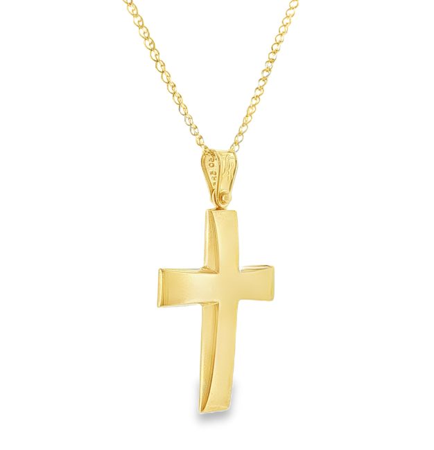 Classic Cross Pendant with Polished Finish in 14K Gold