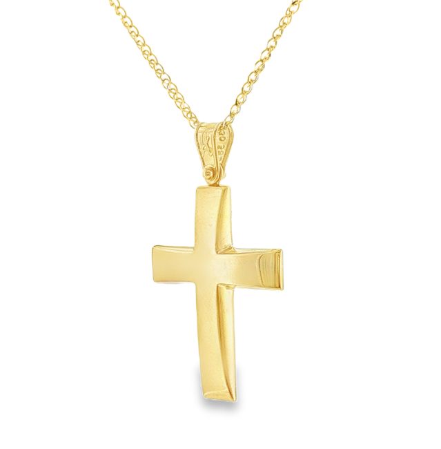 Classic Cross Pendant with Polished Finish in 14K Gold