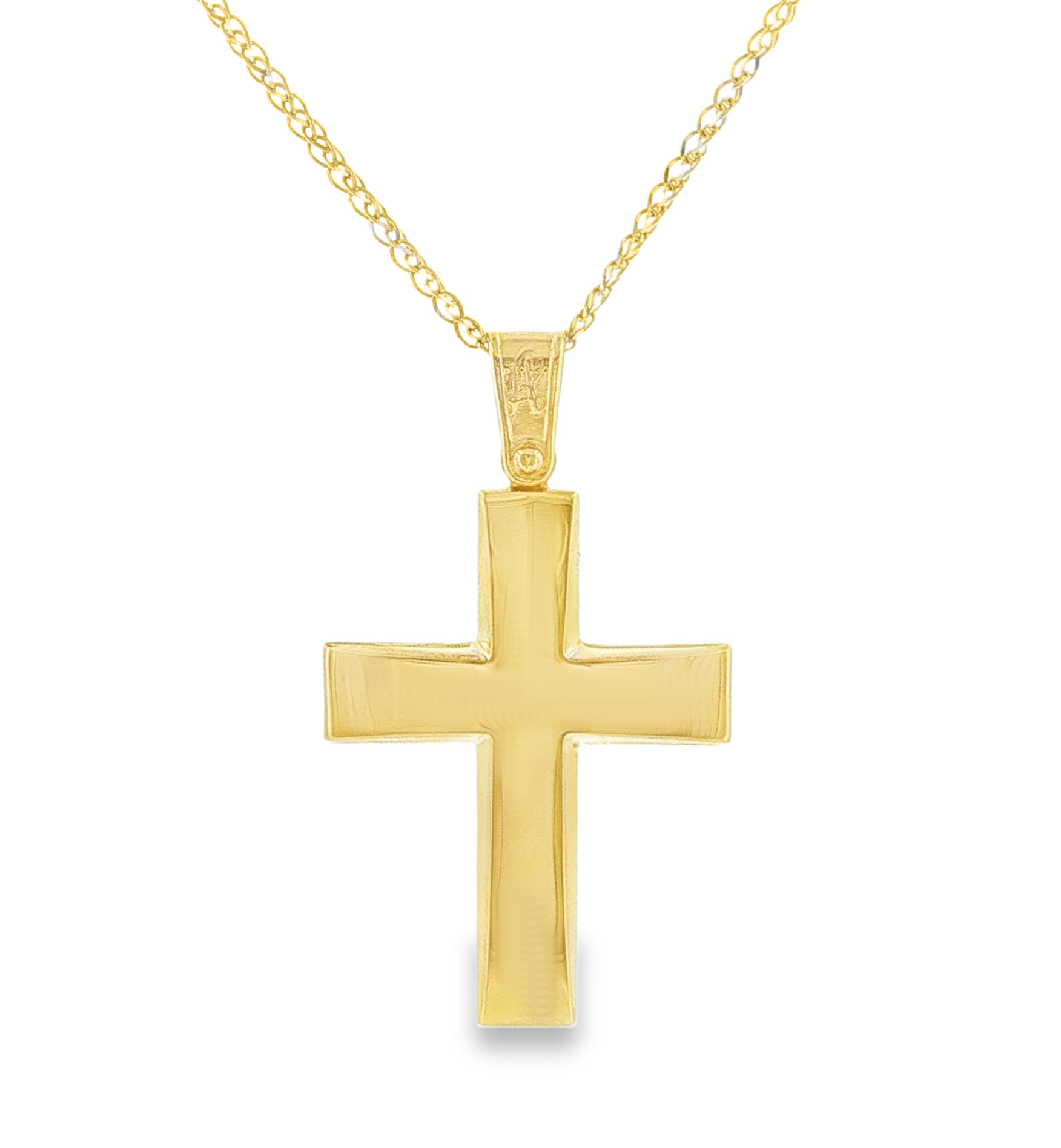 Classic Cross Pendant with Polished Finish in 14K Gold