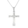 Sleek Beveled Cross Pendant in 14K White Gold