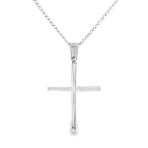 Classic Plain Cross Pendant in 14K White Gold