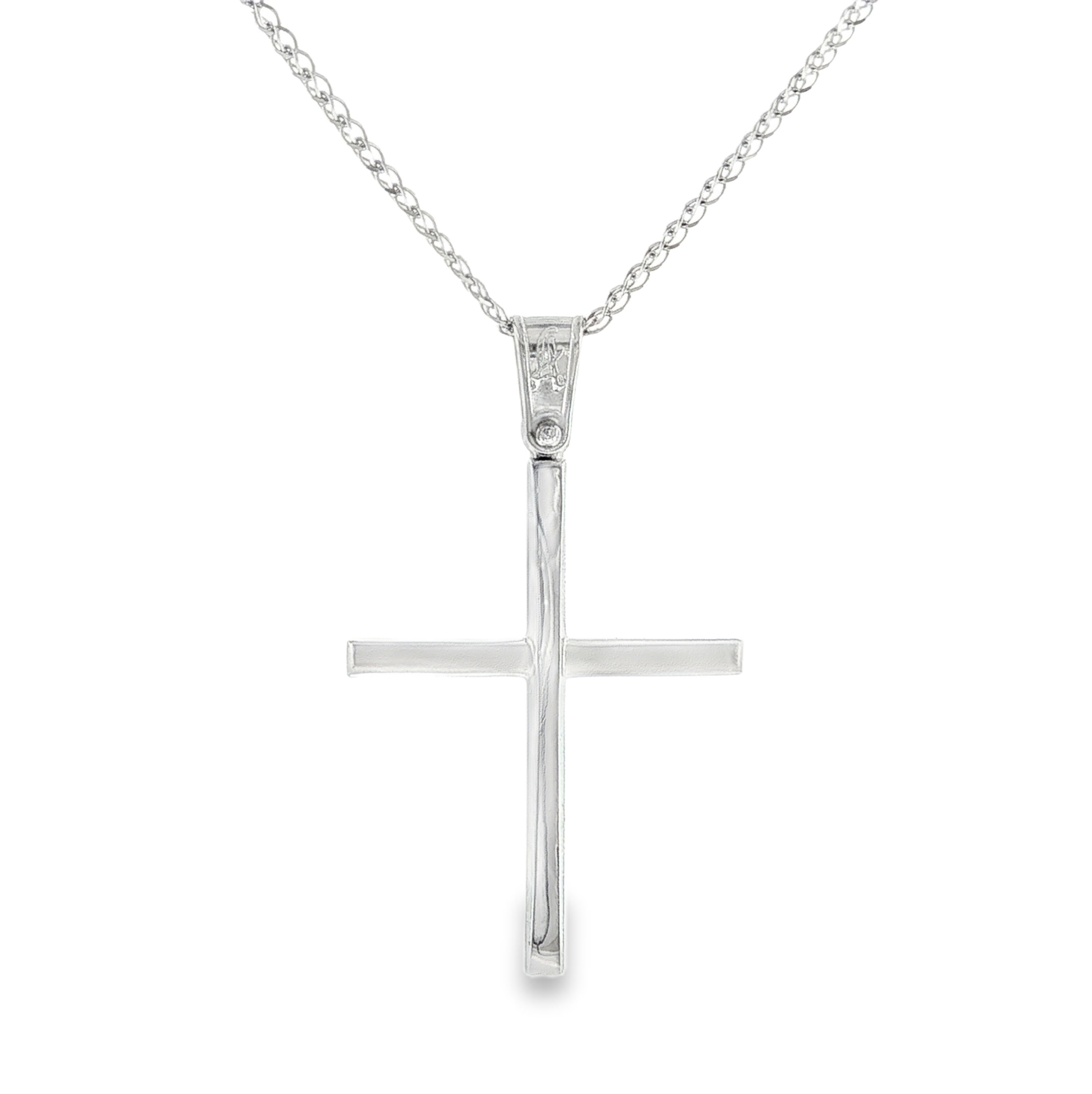 Classic Plain Cross Pendant in 14K White Gold