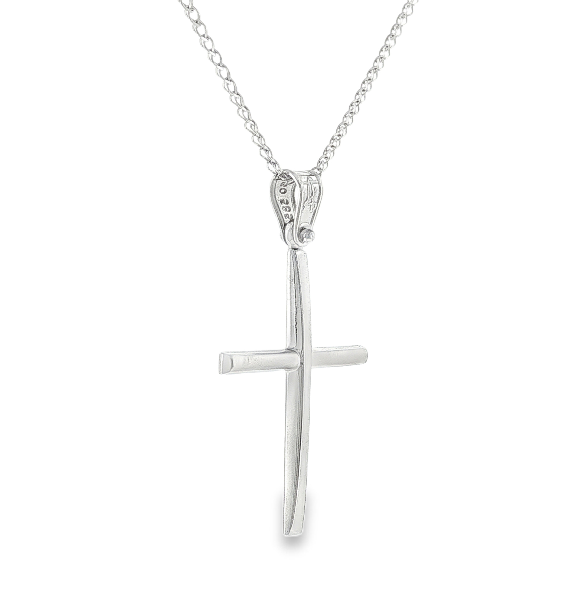 Classic Plain Cross Pendant in 14K White Gold