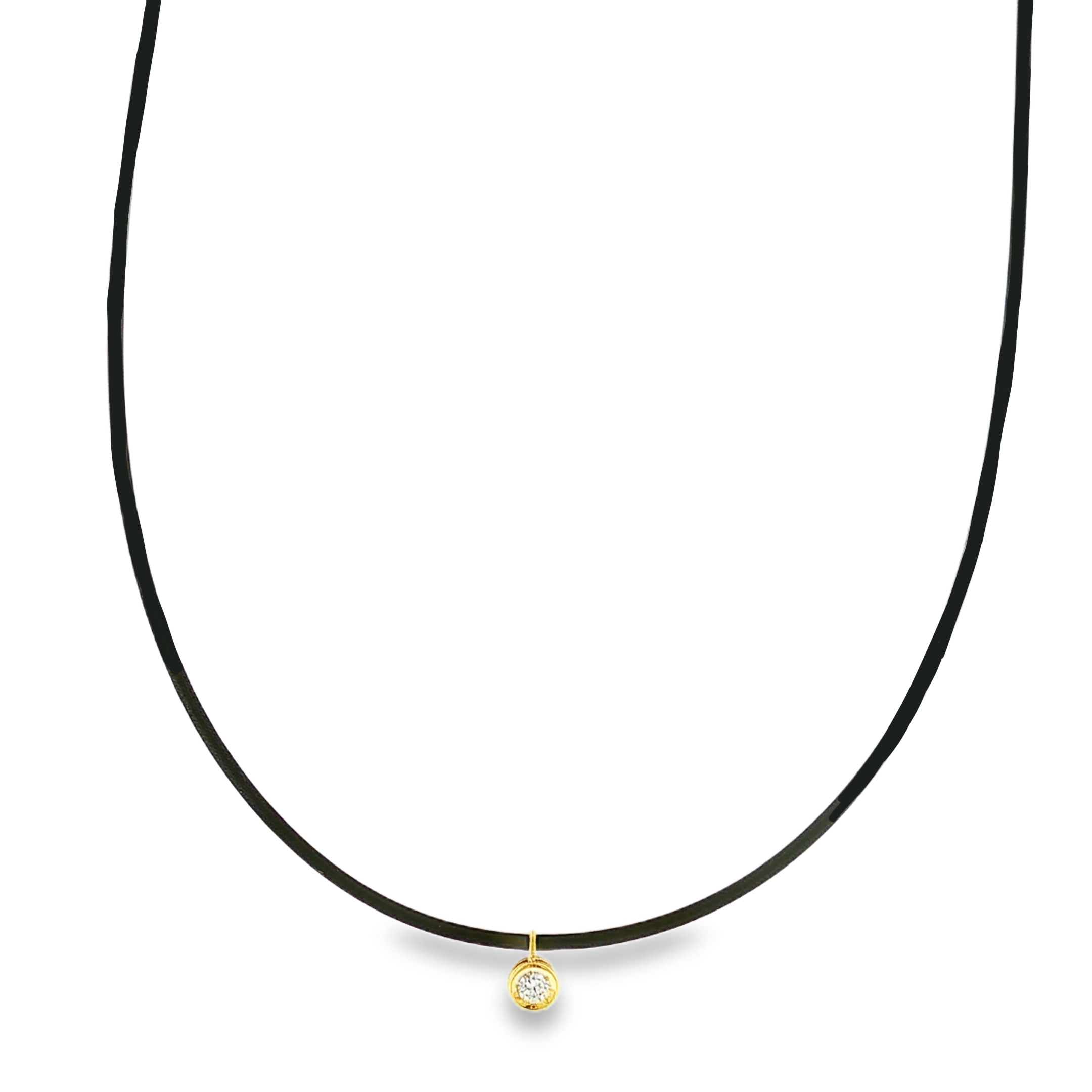 Diamond Pendant on Black Cord Necklace in 14K Yellow Gold (Copy)