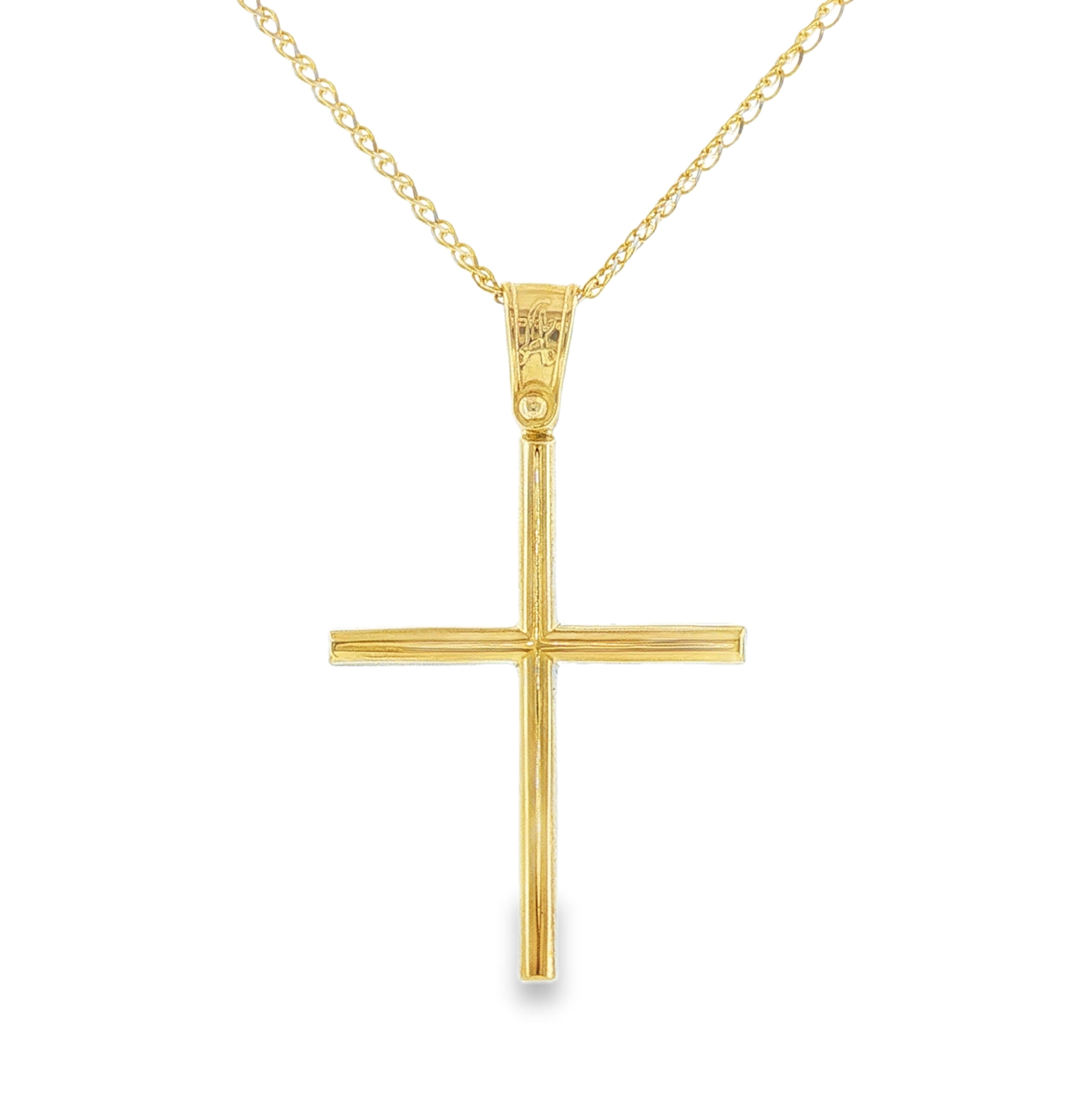 Minimalist Line Cross Pendant in 14K Gold