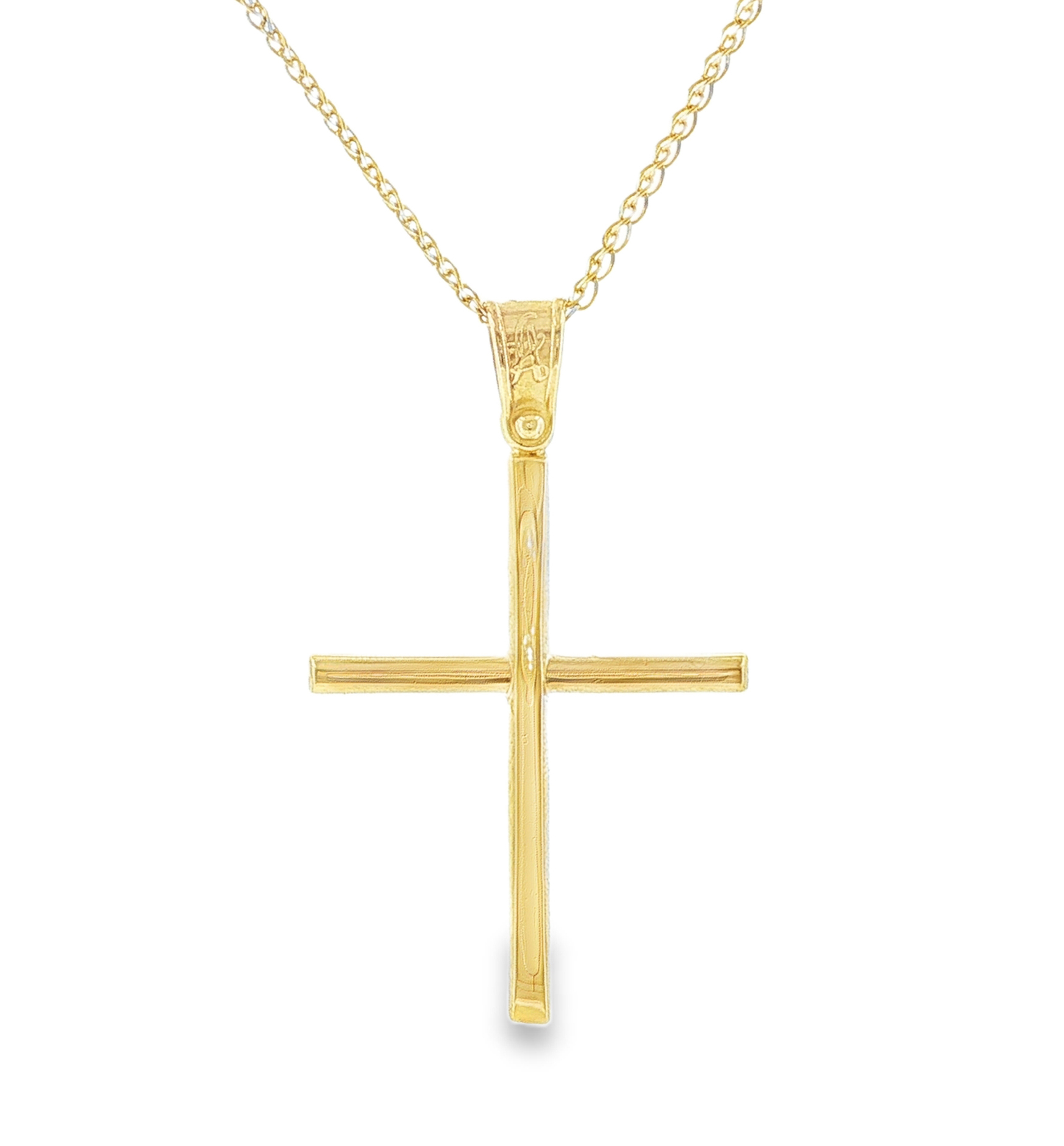Elongated Tapered Cross Pendant in 14K Gold