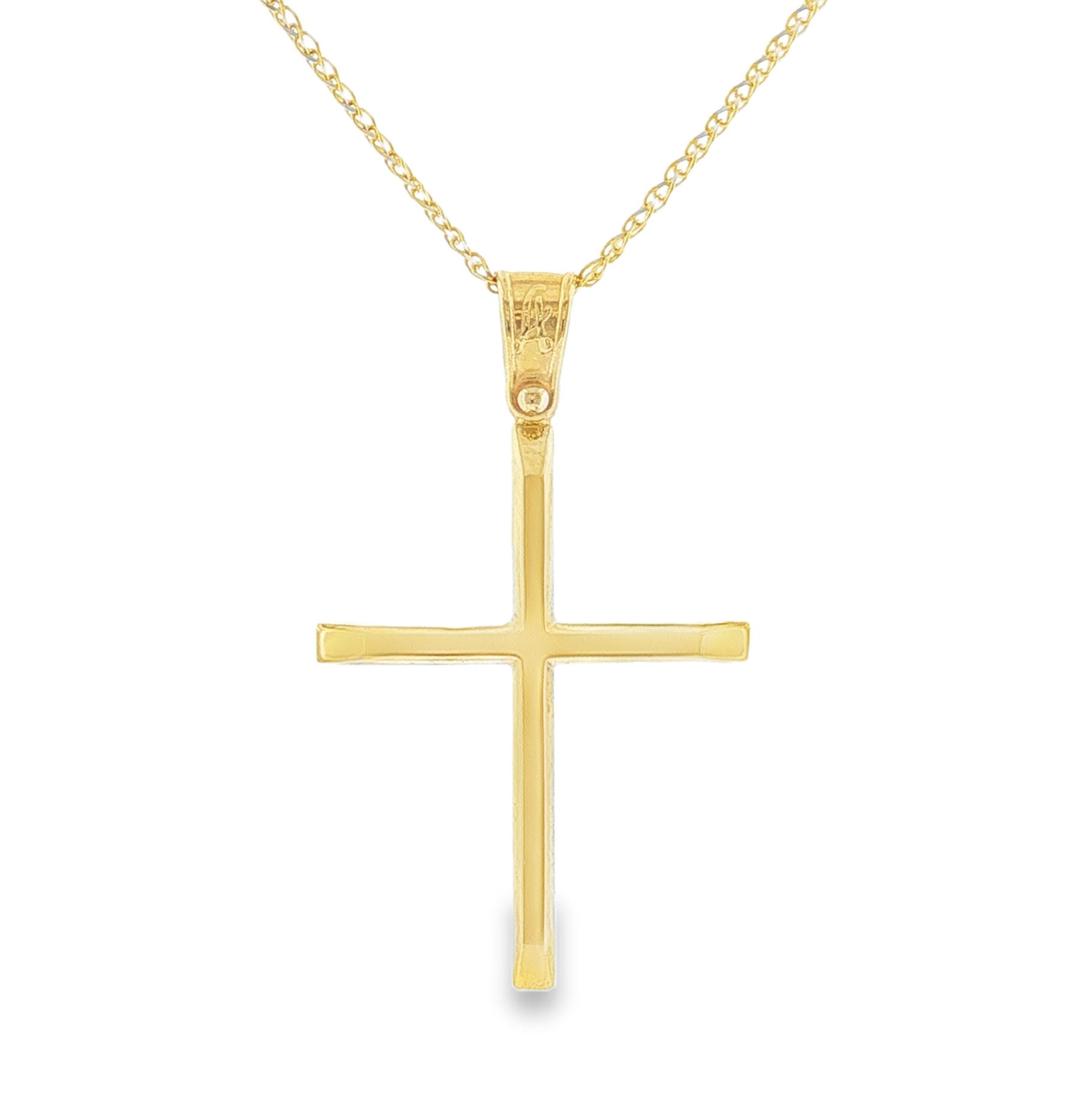 Precision Line Cross Pendant in 14K Gold
