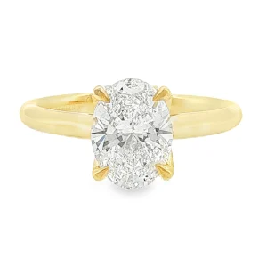 Solitaire Engagement Ring with 1.52ct Oval Lab-Grown Diamond and Floral Cathedral in 18K Yellow Gold