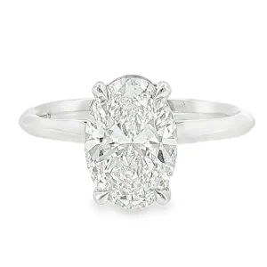 Μονόπετρο Δαχτυλίδι Monika με 2.03ct Oval Lab-Grown Διαμάντι από Κ18 Λευκό Χρυσό