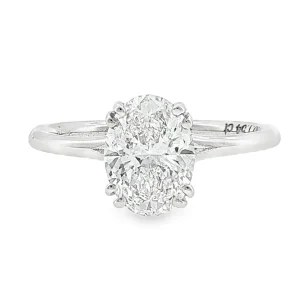 Μονόπετρο Δαχτυλίδι με 1.54ct Oval Lab-Grown Διαμάντι και Διπλό Δέσιμο από Κ18 Λευκό Χρυσό