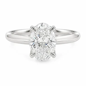 Solitaire Engagement Ring with 1.53ct Oval Lab-Grown Diamond and Floral Cathedral in 18K White Gold