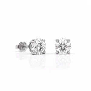 Solitaire Earrings with 3.16tcw Lab-Grown Diamonds in 18K White Gold