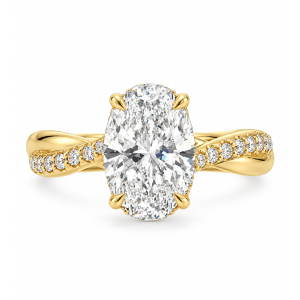 Twisted Band Engagement Ring with 2.01ct Oval Lab-Grown Diamond  in 18K Yellow Gold